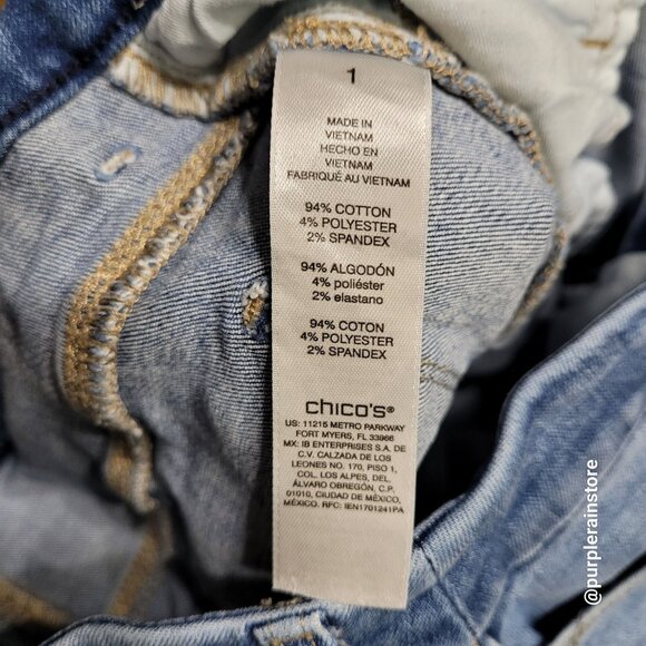 Chico's Jeans 1 = 8 Girlfriend Slim Ankle Mid Rise Stretch Medium Light Wash - Picture 4 of 11